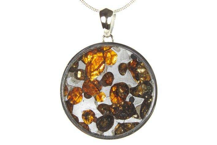 Sericho Pallasite Round Meteorite Pendant - Kenya #336131